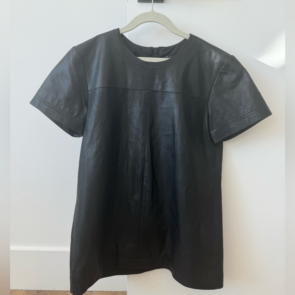 Theory: Black Leather Top (Size: S)